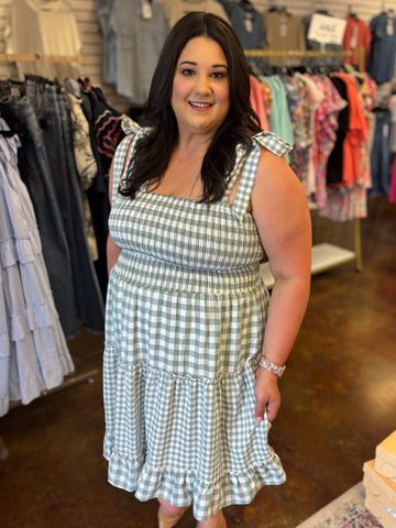 Graceful Girl Gingham Dress - Plus