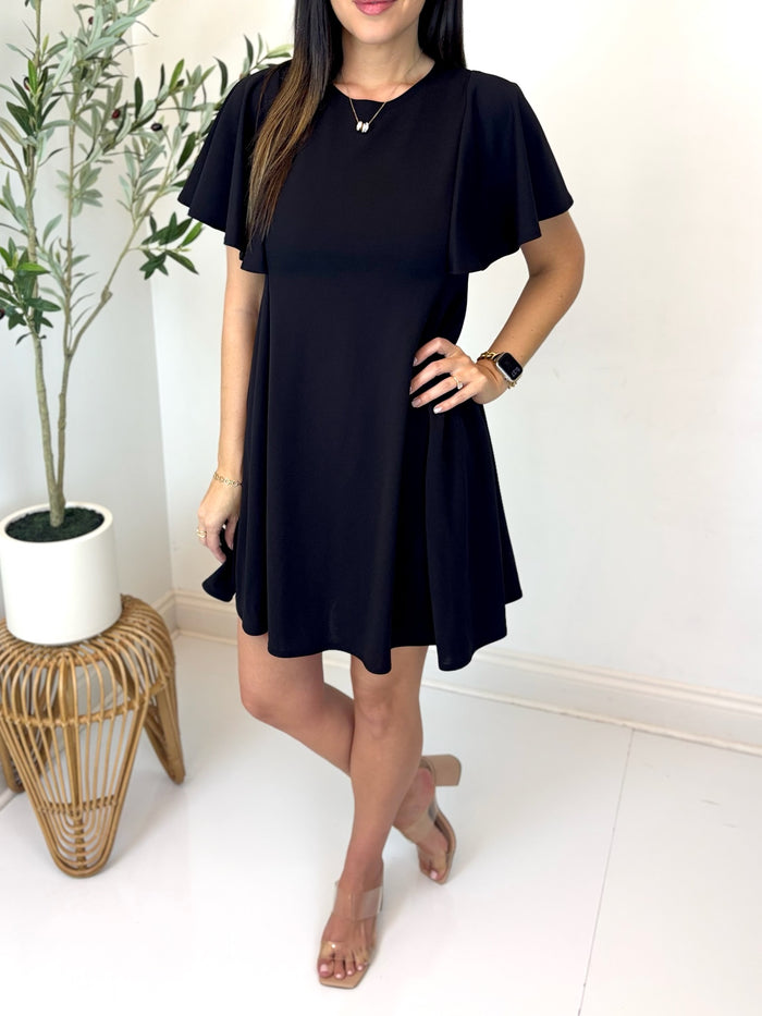 Midnight Soiree Flutter Sleeve Dress