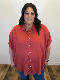 Sunset Button Front Top - Plus