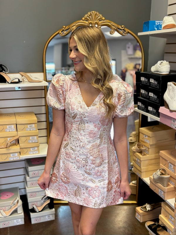 Blush & Bloom Jacquard Dress