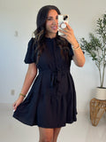 Noir Button Front Dress