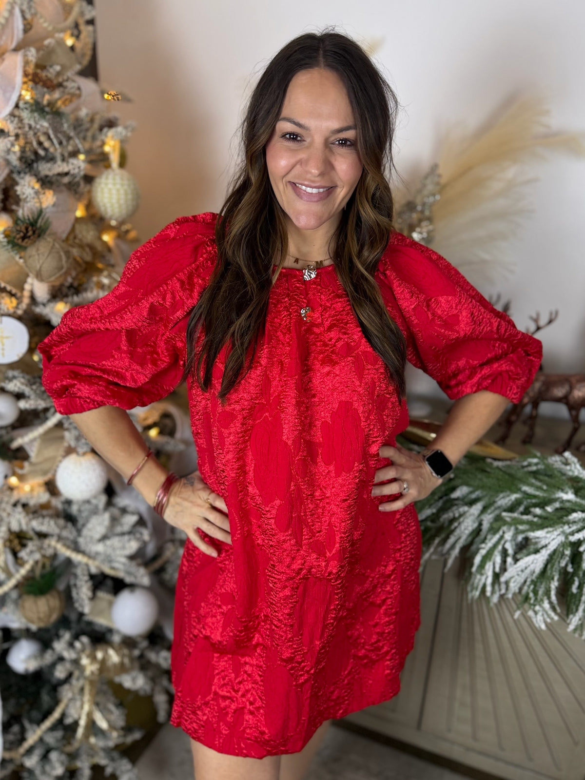 Tinsel and Twirl Jacquard Dress