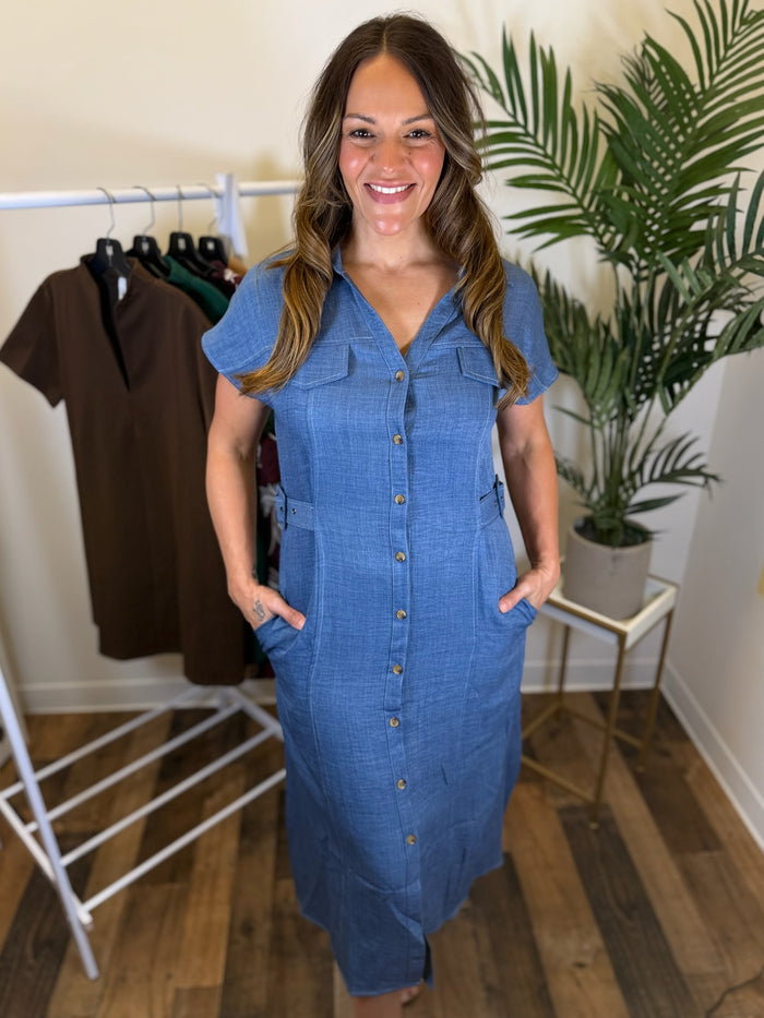 All in Favor Denim Dress