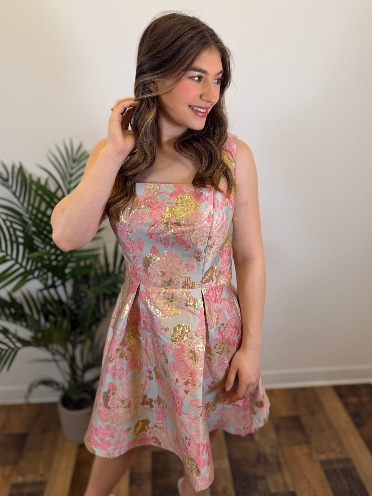 Rosé Reverie Jacquard Dress