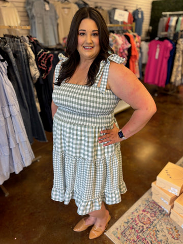 Graceful Girl Gingham Dress - Plus