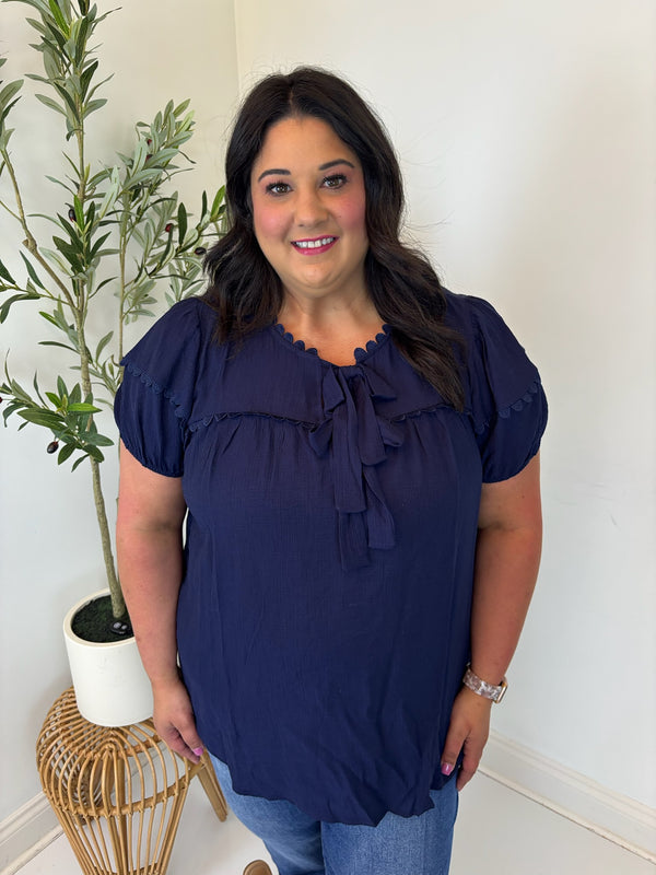 Chic Scallop Blouse - Plus