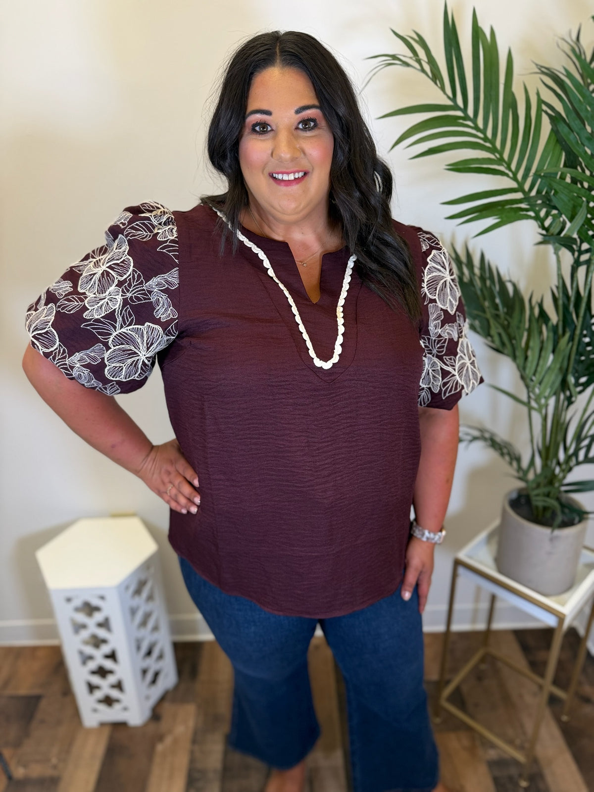 Fine by Me Embroidered Top - Plus