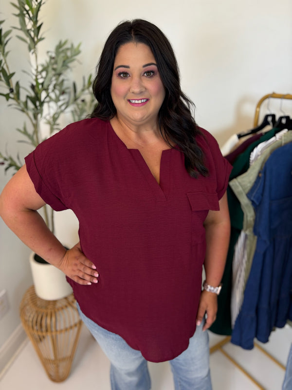 Sonya Split Neck Top - Plus