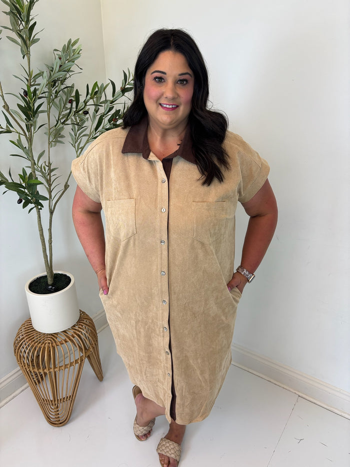 Seasonal Shift Button Front Dress - Plus