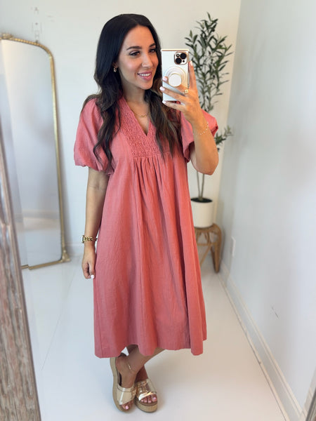Sunday Brunch Midi Dress - Rose