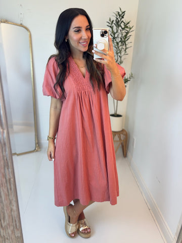 Sunday Brunch Midi Dress - Rose