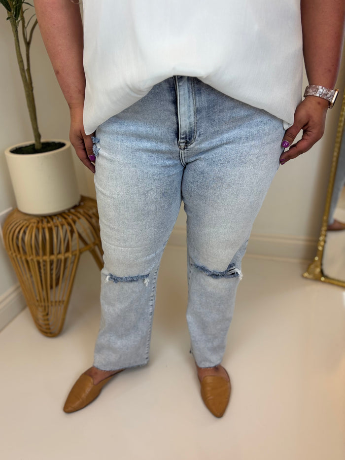 Ana Acid Wash Ankle Straight Jean - Risen (Plus)