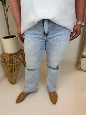 Ana Acid Wash Ankle Straight Jean - Risen (Plus)