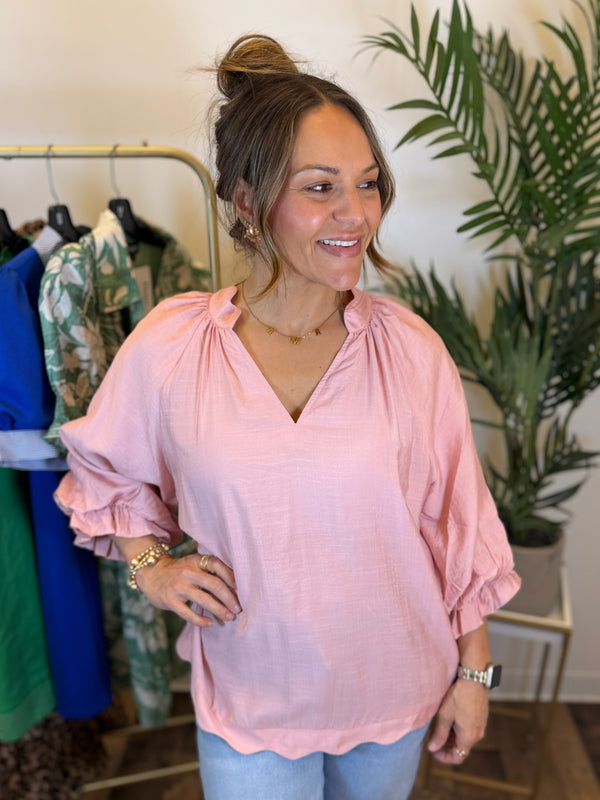 Effortless Ease Scalloped Blouse
