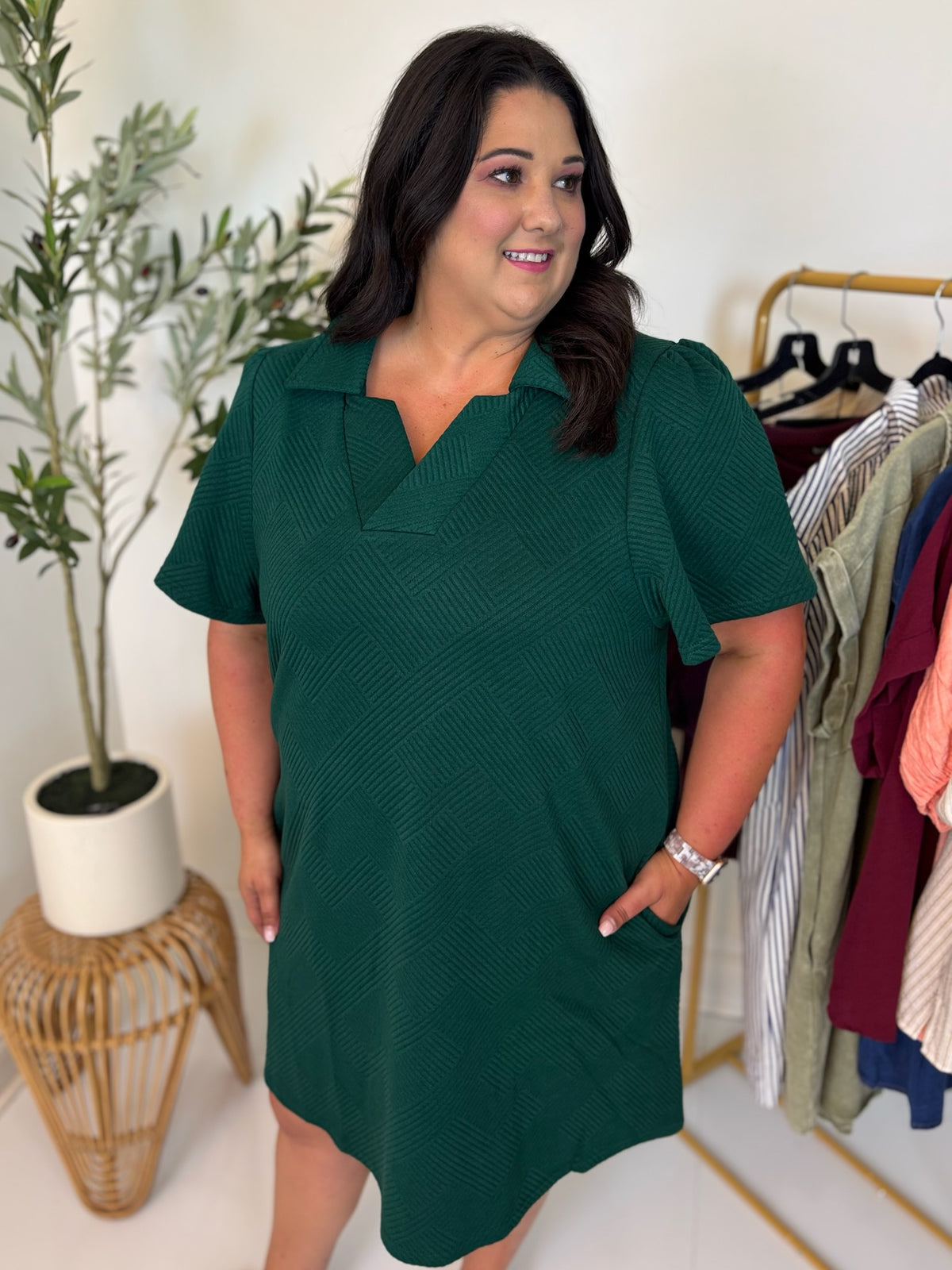 Polished Edge Textured Dress - Plus