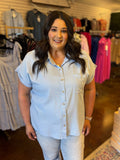 Feel the Breeze Button Front Top - Plus