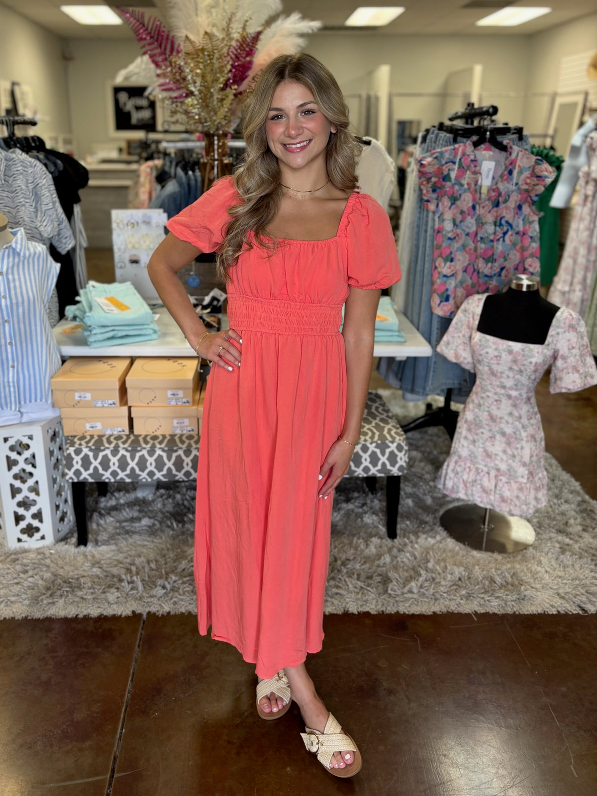 Coral Reef Midi Dress