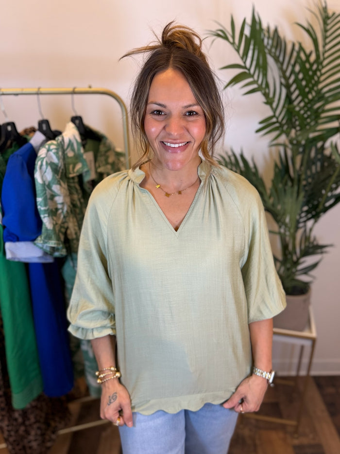 Effortless Ease Scalloped Blouse