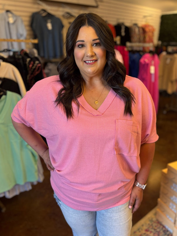 Whitney Waffle Knit Top - Plus