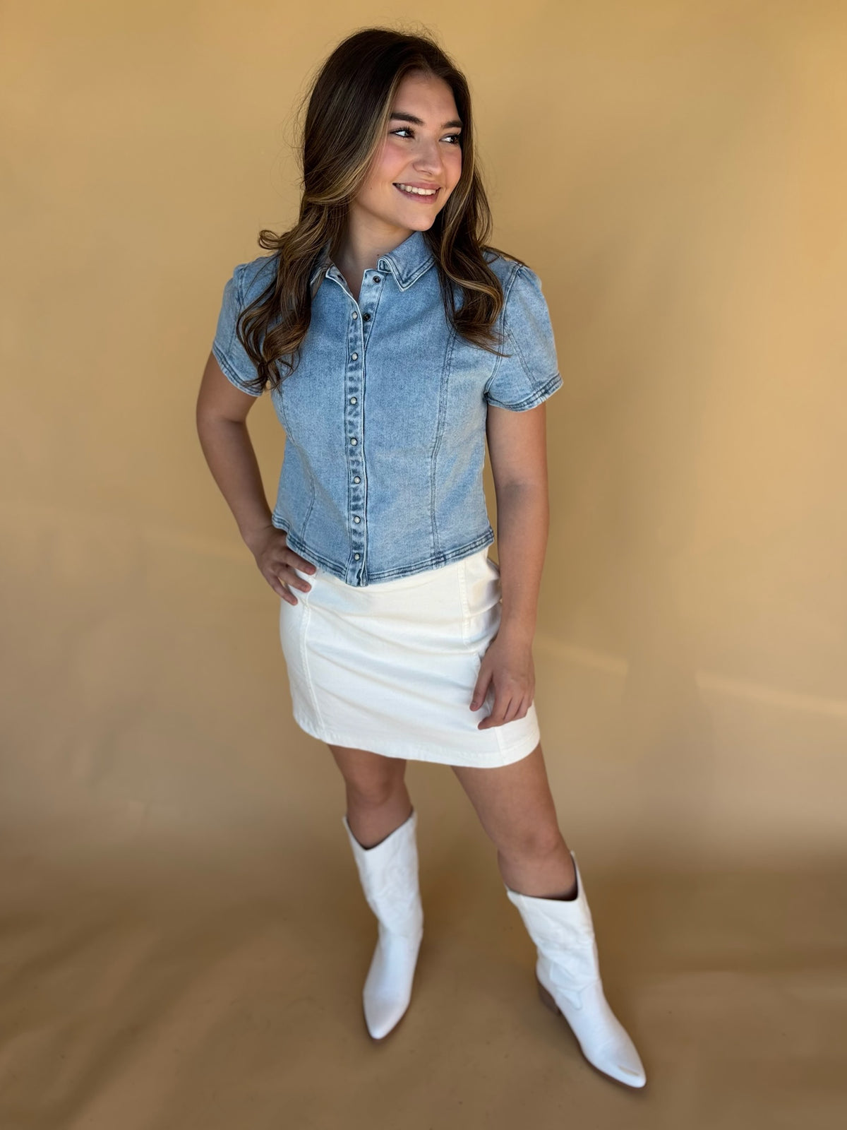 Rugged Charm Button Front Top - Risen