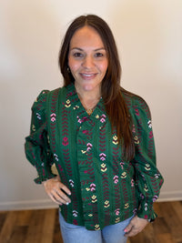 Garden Path Ruffle Trim Blouse