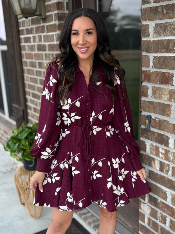 Falling Leaves Button Front Dress