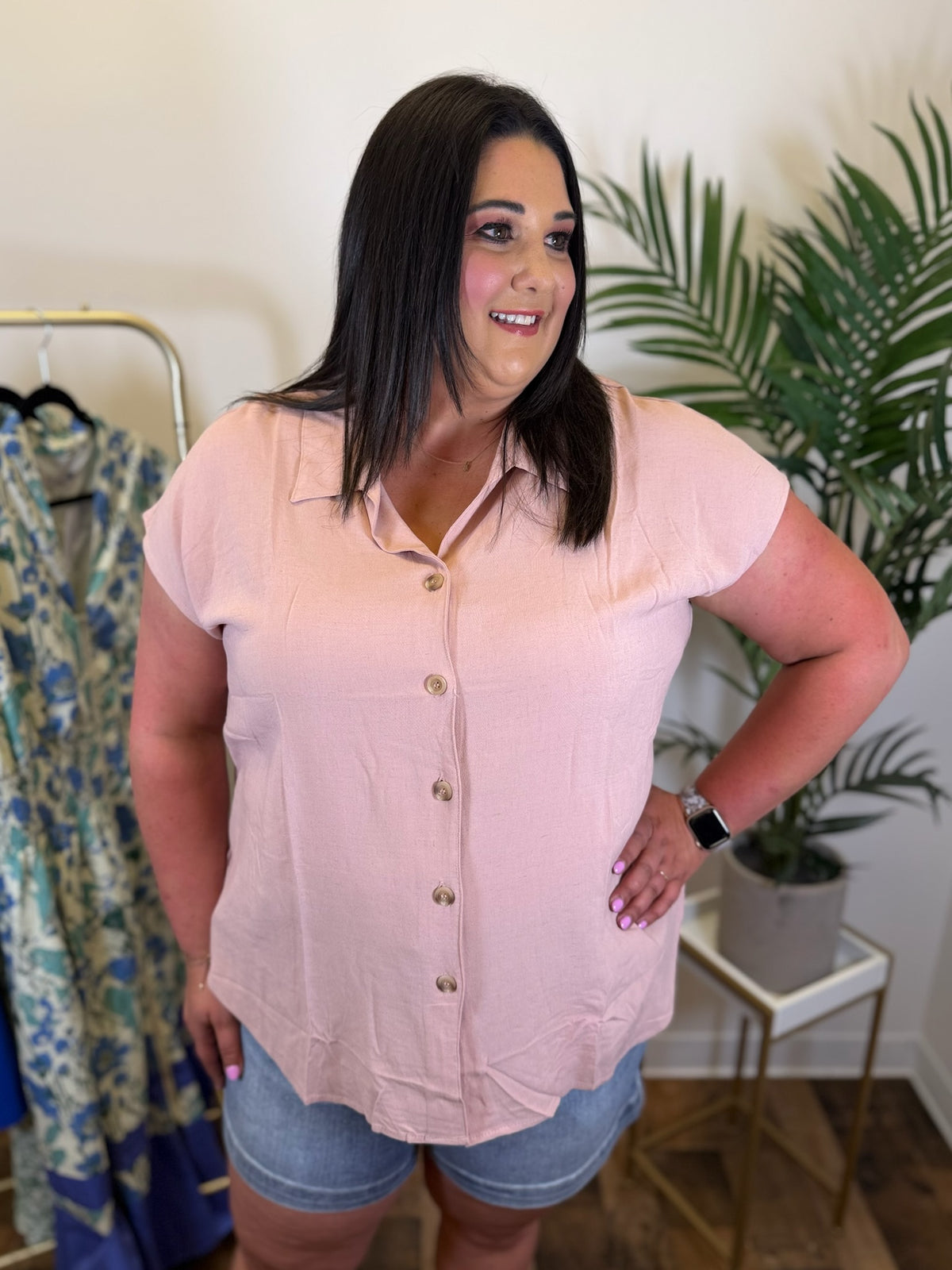 Friday Feeling Button Front Top - Plus
