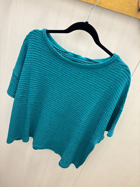 Teal Jacquard Knit Top