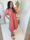 Sunday Brunch Midi Dress - Rose