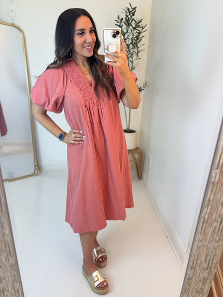 Sunday Brunch Midi Dress - Rose