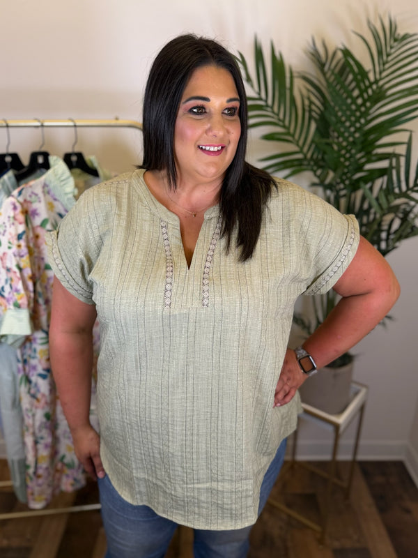 Olive Grove Woven Top - Plus