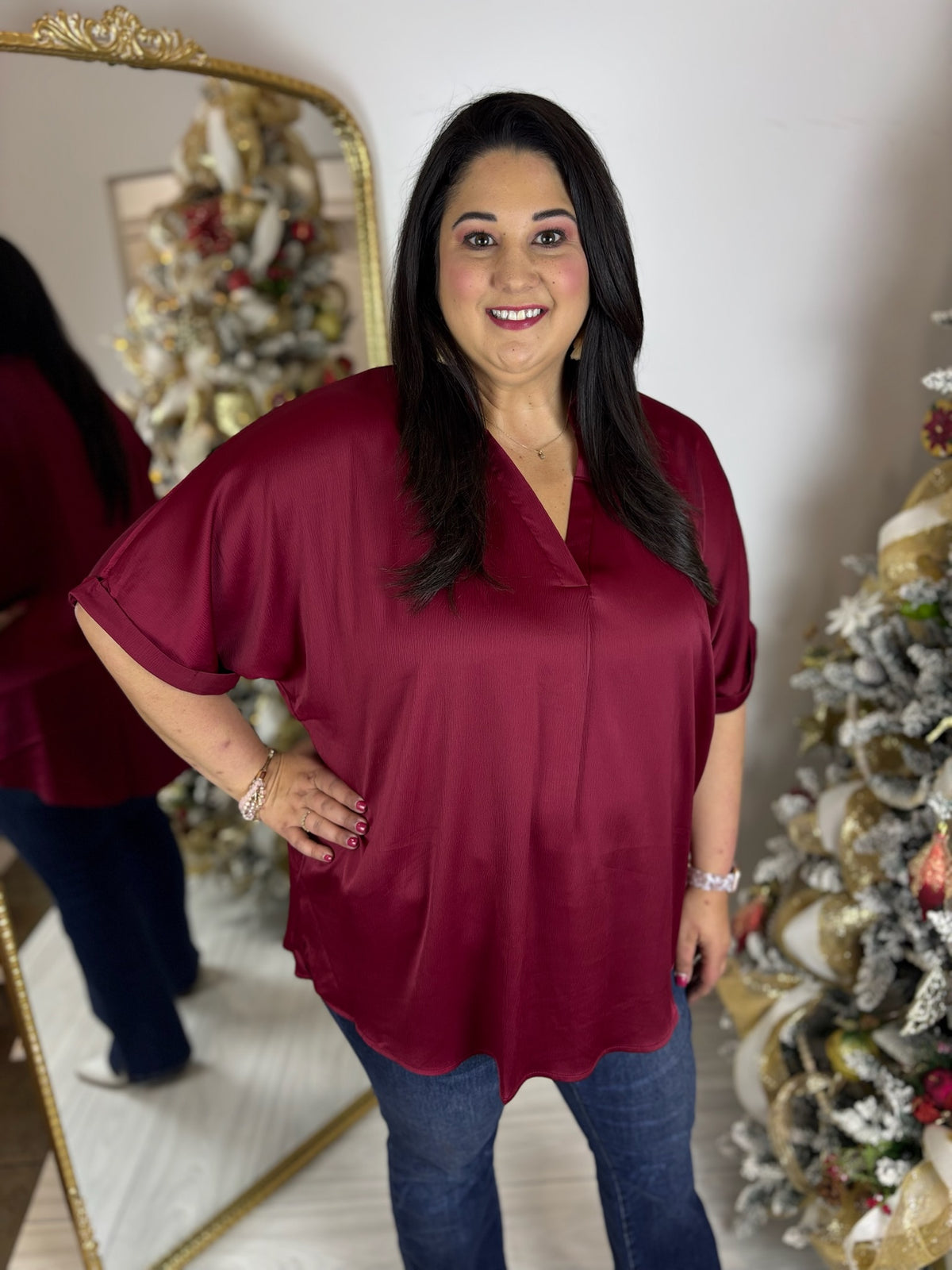 Mrs. Clause Blouse - Plus