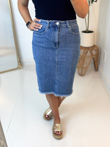 Marcie Denim Midi Skirt - Risen