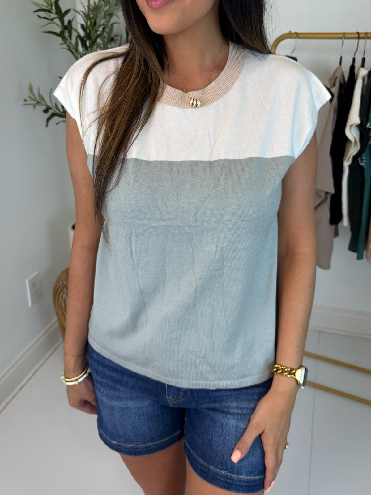 Cool and Collected Color Block Top