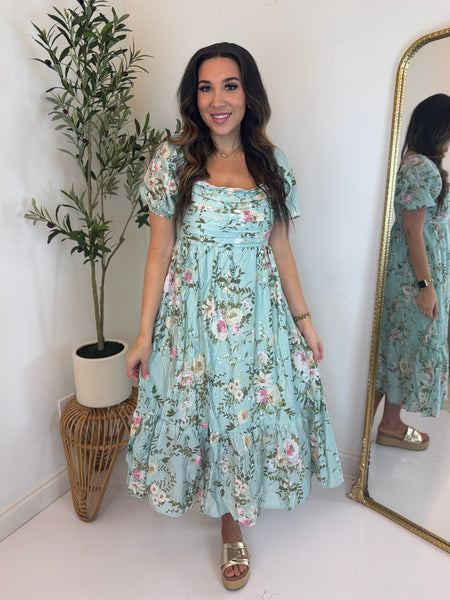 Breath of Spring Balloon Sleeve Dress
