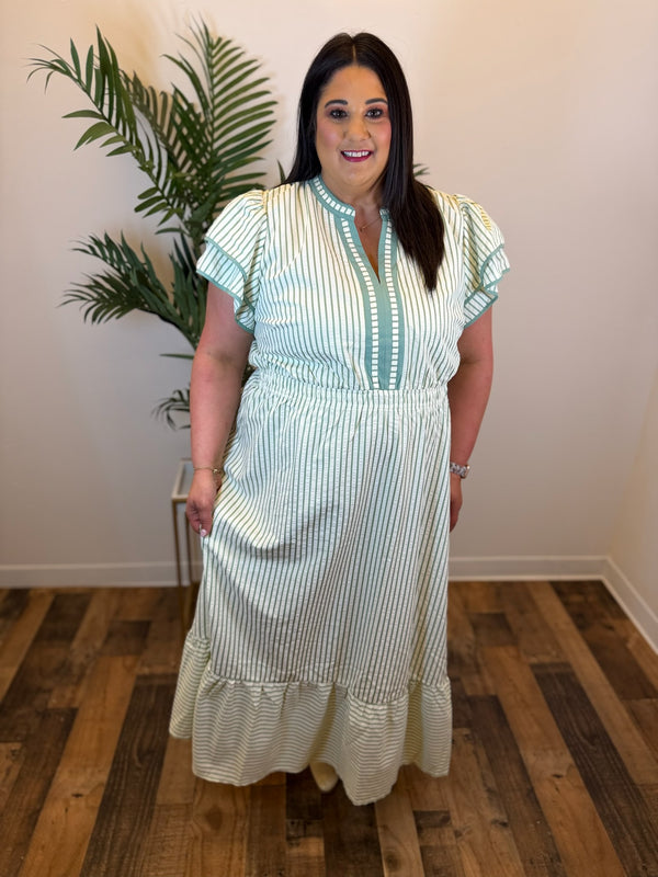 Tea Time Striped Dress - Plus