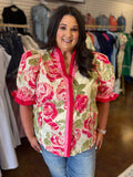 Rose Garden Ruffle Trim Top - Plus