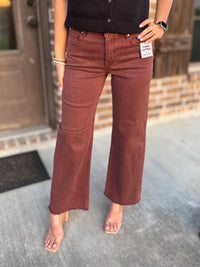 Arden Chocolate Wide Leg Tummy Control Jean - Risen