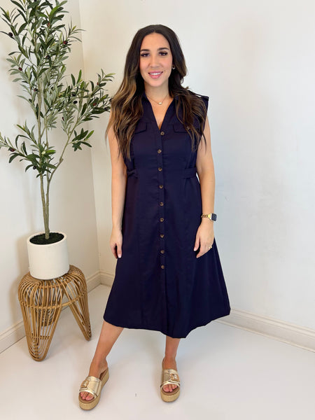 Block Party Button Front Dress