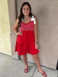 Sideline Sass Smocked Dress
