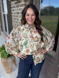 Bountiful Blooms Button Front Blouse