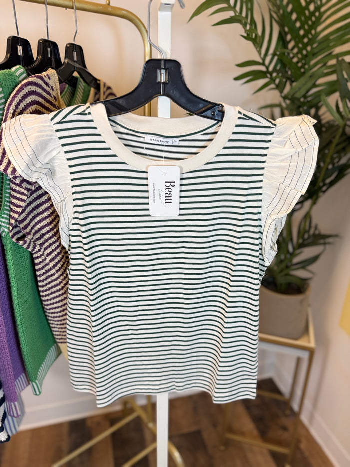 Greener Pastures Flutter Sleeve Top