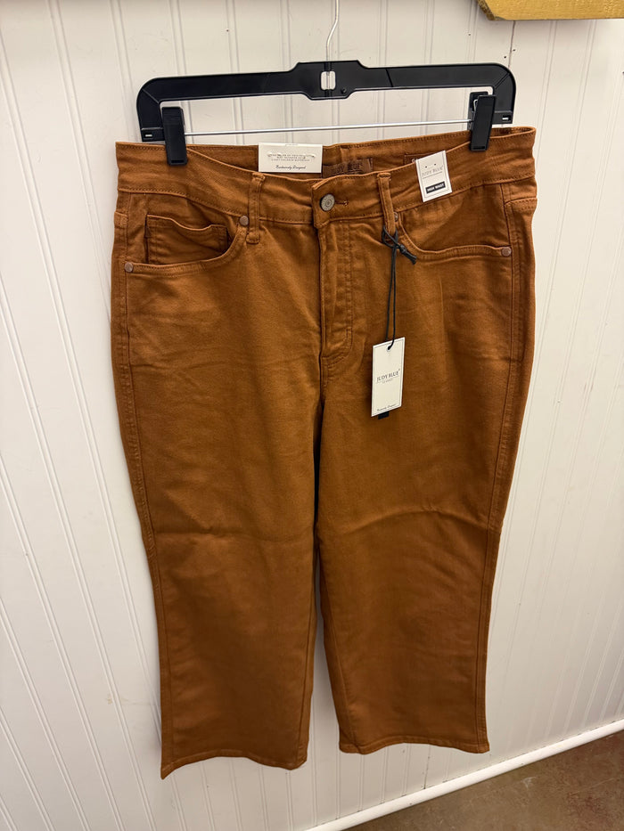 Camel Tummy Control Wide Crop Jean - Judy Blue (Plus)