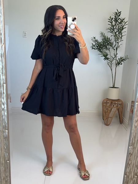 Noir Button Front Dress