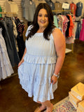 Blue Skies Sleeveless Dress - Plus
