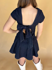 Blue Ribbon Open Back Dress