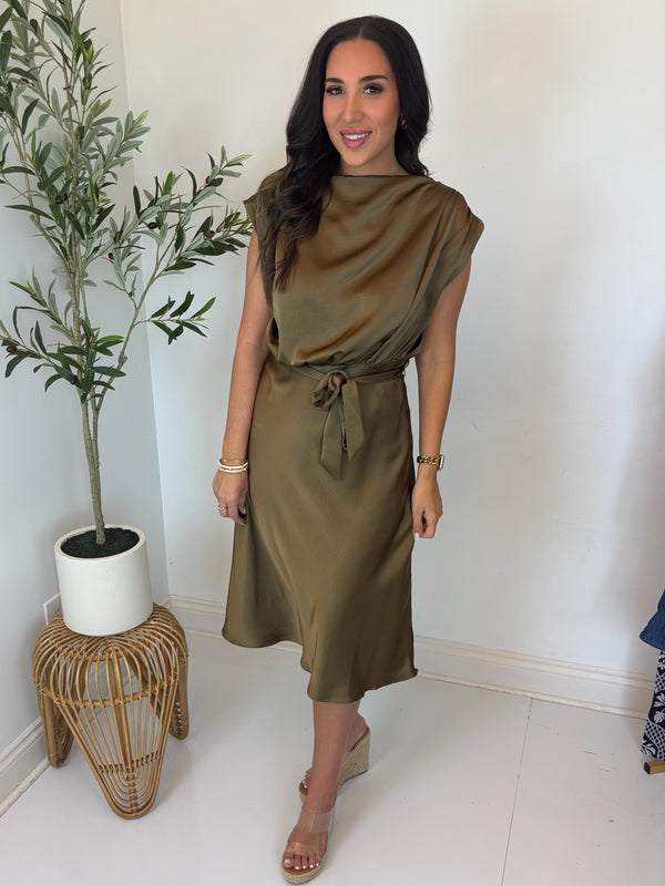 Olive Aura Midi Dress