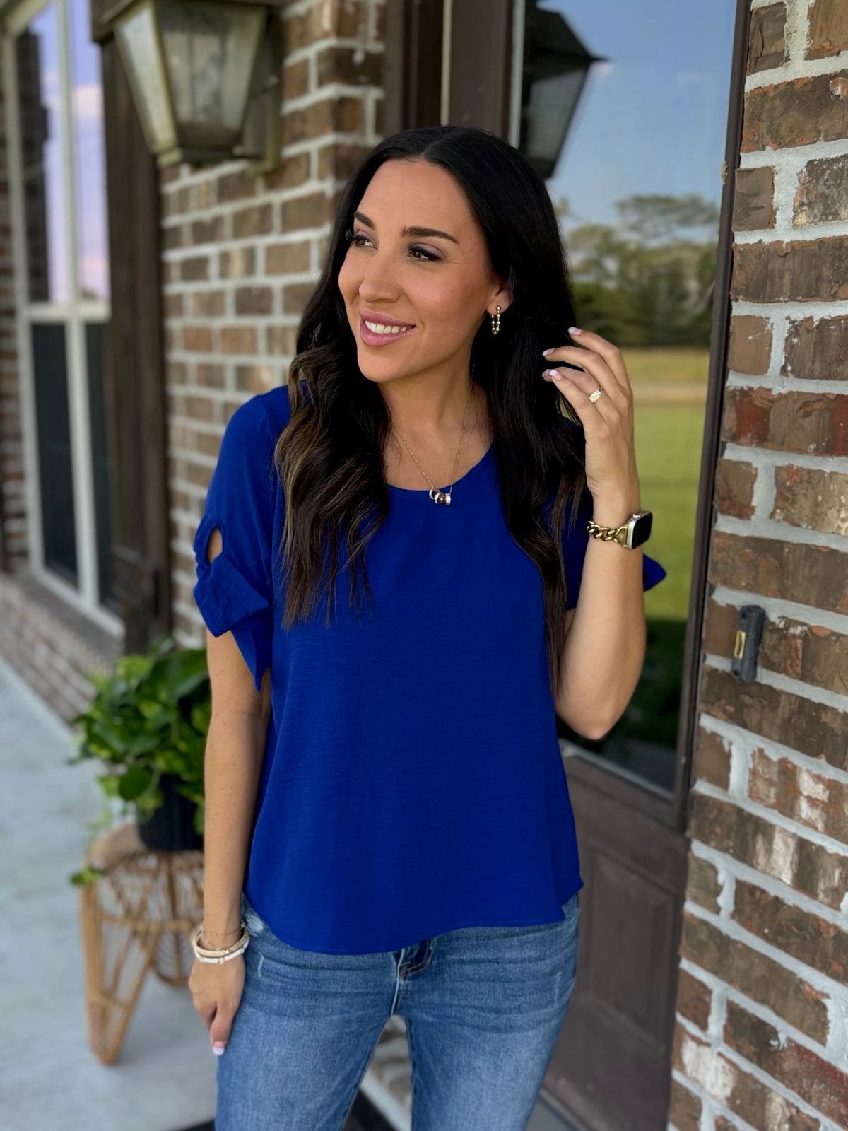 Hidden Jewel Knot Sleeve Top