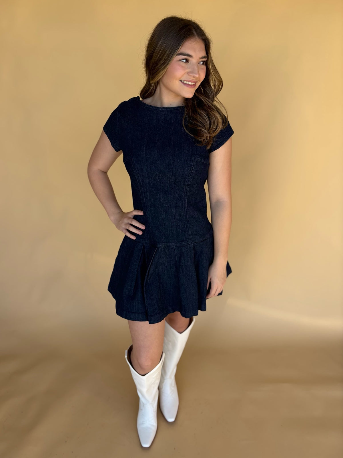 Blue Ribbon Open Back Dress