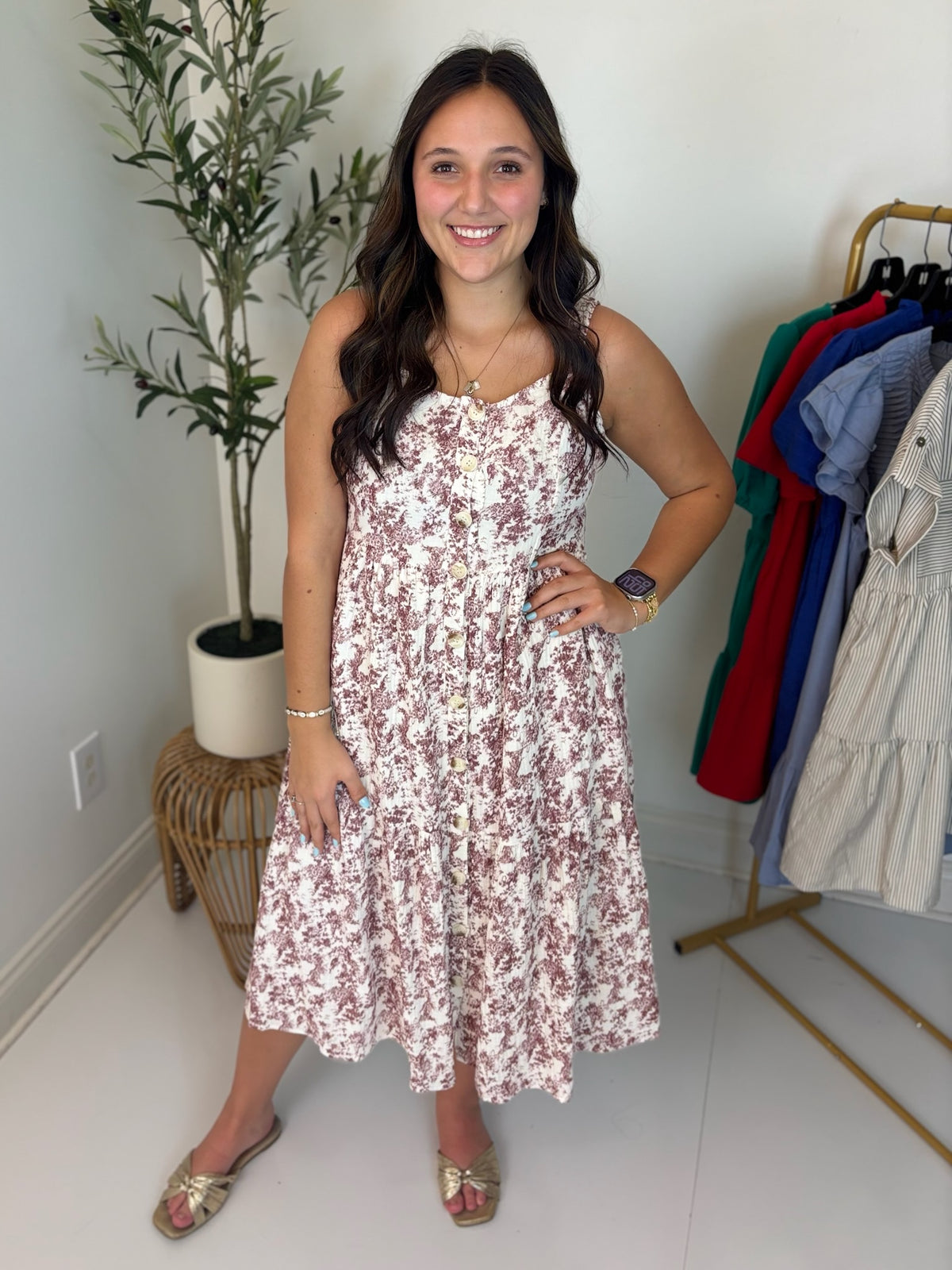 Countryside Style Dress - Burgundy